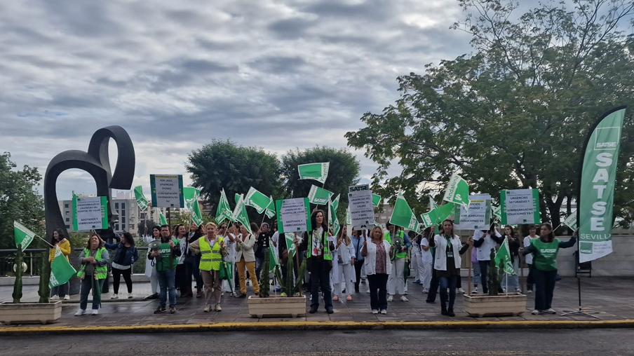 Delegados de SATSE Sevilla en una protesta 